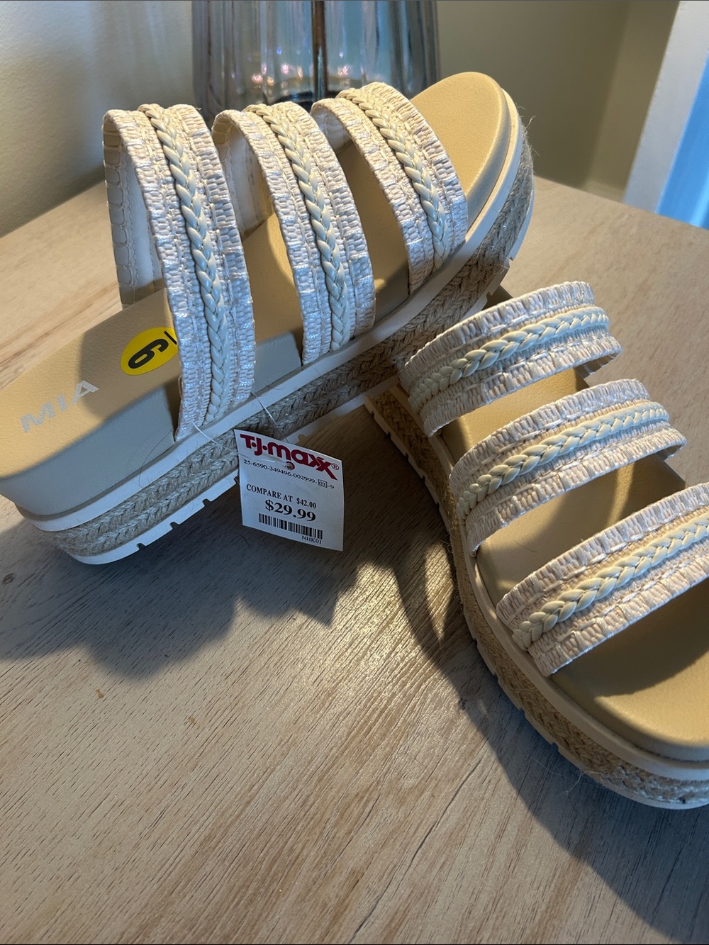 MIA Women's Cream Braided Platform Slide Sandals - Neutral